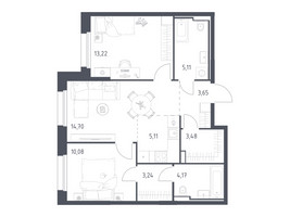 Планировка двухкомнатной(квартира) площадью 62.76 квадратных метров в “ЖК Заречье Парк”