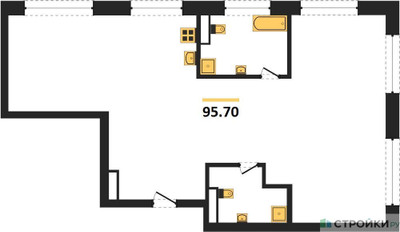 Планировка трехкомнатной(квартира) площадью 96.3 квадратных метров в ЖК “ЖК PRIDE (Прайд)”