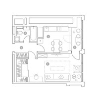 Планировка однокомнатной(квартира) площадью 44.9 квадратных метров в “ЖК ВЭРИ на Миклухо-Маклая”