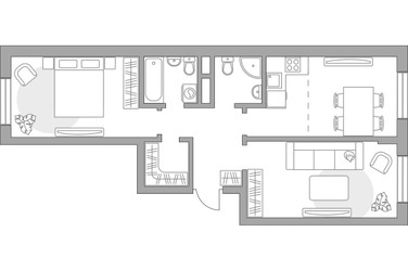 Планировка двухкомнатной(квартира) площадью 66.25 квадратных метров в ЖК “ЖК Живописный”