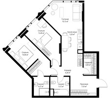Планировка двухкомнатной(апартаменты) площадью 77.16 квадратных метров в “ЖК JOIS (Джойс)”
