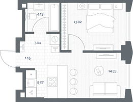 Планировка однокомнатной(квартира) площадью 40.94 квадратных метров в “ЖК TATE (Тэйт)”