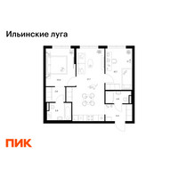 Планировка двухкомнатной(квартира) площадью 56.9 квадратных метров в “ЖК Ильинские луга”