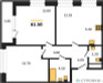 Планировка двухкомнатной(квартира) площадью 61.5 квадратных метров в “Квартал Филатов луг”