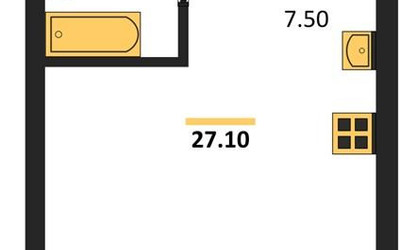 Планировка студии(квартира) площадью 27.1 квадратных метров в ЖК “ЖК Новая Щербинка”
