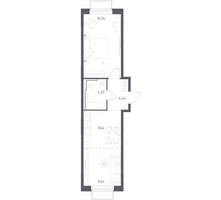 Планировка однокомнатной(квартира) площадью 44.26 квадратных метров в “ЖК Томилино Парк”