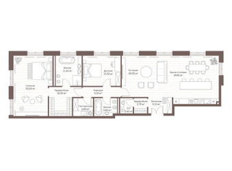 Планировка двухкомнатной(квартира) площадью 152.55 квадратных метров в ЖК “Жилой дом Кло 17”