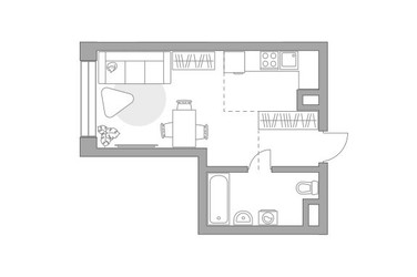 Планировка студии(квартира) площадью 28.21 квадратных метров в ЖК “ЖК Мневники от Гранель”