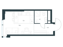 Планировка студии(квартира) площадью 24.7 квадратных метров в “ЖК Левел Мичуринский”