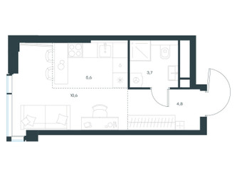 Планировка студии(квартира) площадью 24.7 квадратных метров в ЖК “ЖК Левел Мичуринский”