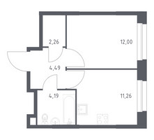 Планировка однокомнатной(квартира) площадью 34.2 квадратных метров в “ЖК ЭкоБунино (Южное Бунино)”