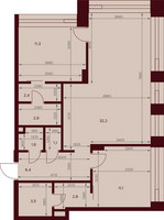 Планировка двухкомнатной(квартира) площадью 75.3 квадратных метров в “ЖК Дом 7 Даниловский”