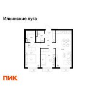 Планировка двухкомнатной(квартира) площадью 55.76 квадратных метров в “ЖК Ильинские луга”