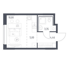 Планировка студии(квартира) площадью 22.81 квадратных метров в ЖК “ЖК Прибрежный Парк”