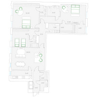 Планировка трехкомнатной(квартира) площадью 188 квадратных метров в “Клубный дом Дуо”