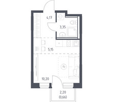 Планировка студии(квартира) площадью 23.53 квадратных метров в “ЖК Квартал Ивакино”