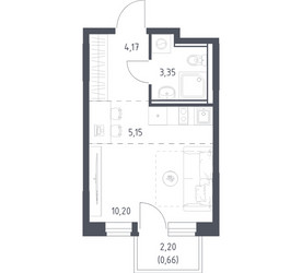 Планировка студии(квартира) площадью 23.53 квадратных метров в ЖК “ЖК Квартал Ивакино”