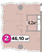 Планировка двухкомнатной(апартаменты) площадью 52.2 квадратных метров в “ЖК Нахимовский 21”