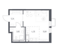 Планировка студии(квартира) площадью 27.22 квадратных метров в “ЖК Большое Путилково”