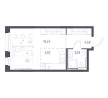 Планировка студии(квартира) площадью 29.1 квадратных метров в “ЖК Заречье Парк”