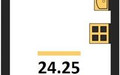 Планировка студии(квартира) площадью 24.25 квадратных метров в “ЖК Аметист”