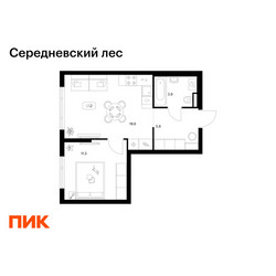Планировка однокомнатной(квартира) площадью 39.8 квадратных метров в ЖК “ЖК Середневский лес”