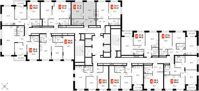 Планировка однокомнатной(квартира) площадью 41.6 квадратных метров в ЖК “ЖК Симоновский вал”