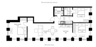 Планировка трехкомнатной(квартира) площадью 79.61 квадратных метров в “ЖК City bay (Сити Бэй)”