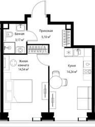 Планировка однокомнатной(квартира) площадью 37.05 квадратных метров в ЖК “Мультиквартал СИТИДЗЕН”