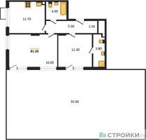 Планировка двухкомнатной(квартира) площадью 81.2 квадратных метров в “ЖК Деснаречье”