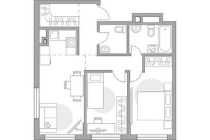 Планировка трехкомнатной(квартира) площадью 63.12 квадратных метров в “ЖК Гранель Коломенское”