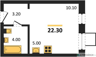 Планировка студии(квартира) площадью 22.3 квадратных метров в “ЖК Лесная Отрада”