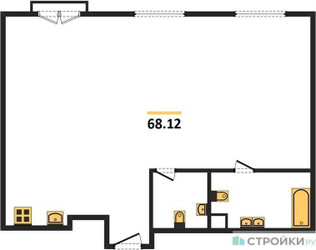 Планировка двухкомнатной(квартира) площадью 68.12 квадратных метров в ЖК “ЖК Дом Достижение”