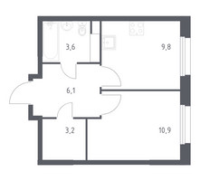 Планировка однокомнатной(квартира) площадью 32.6 квадратных метров в “ЖК ЭкоБунино (Южное Бунино)”
