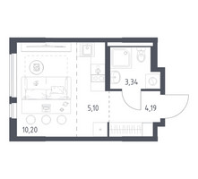 Планировка студии(квартира) площадью 22.83 квадратных метров в “ЖК Горки Парк”