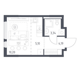 Планировка студии(квартира) площадью 22.83 квадратных метров в ЖК “ЖК Горки Парк”