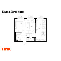 Планировка двухкомнатной(квартира) площадью 49.9 квадратных метров в “ЖК Белая Дача парк”