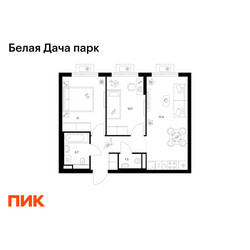 Планировка двухкомнатной(квартира) площадью 49.9 квадратных метров в ЖК “ЖК Белая Дача парк”