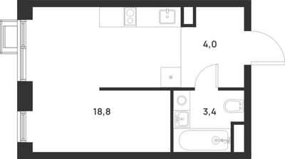 Планировка студии(квартира) площадью 26.2 квадратных метров в ЖК “ЖК Форевиль”
