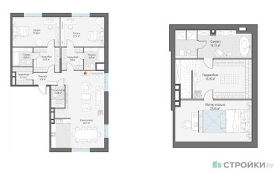 Планировка трехкомнатной(квартира) площадью 207.7 квадратных метров в ЖК “ЖК Клубные особняки "Ильинка 3/8"”