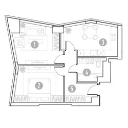 Планировка двухкомнатной(квартира) площадью 54.38 квадратных метров в ЖК “УНО Горбунова”