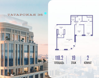 Планировка двухкомнатной(квартира) площадью 118.2 квадратных метров в ЖК “ЖК Татарская 35”
