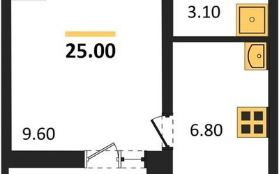 Планировка студии(квартира) площадью 25 квадратных метров в ЖК “ЖК Первый Лермонтовский”
