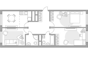 Планировка трехкомнатной(квартира) площадью 76.69 квадратных метров в “ЖК Императорские Мытищи”