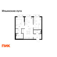 Планировка двухкомнатной(квартира) площадью 57.7 квадратных метров в “ЖК Ильинские луга”