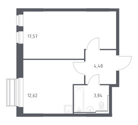 Планировка однокомнатной(квартира) площадью 38.51 квадратных метров в ЖК “ЖК Рублевский Квартал”