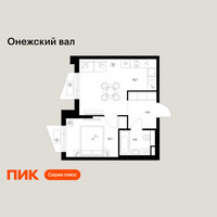 Планировка однокомнатной(квартира) площадью 35.3 квадратных метров в “ЖК Онежский вал”