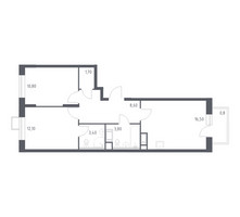 Планировка двухкомнатной(квартира) площадью 57.7 квадратных метров в “ЖК Цветочные Поляны”