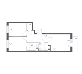 Планировка двухкомнатной(квартира) площадью 57.7 квадратных метров в ЖК “ЖК Цветочные Поляны”