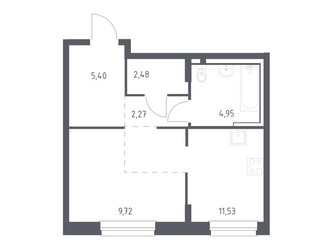 Планировка студии(квартира) площадью 36.35 квадратных метров в ЖК “ЖК Новое Внуково”